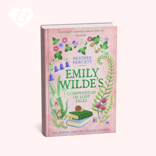 Book "Emily Wilde's Compendium of Lost Tales" by Heather Fawcett with a nature design on a pale background