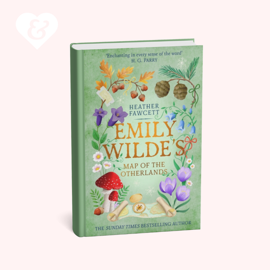 Book titled 'Emily Wilde's Map of the Otherlands' with a green cover featuring illustrations on a white background.