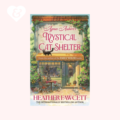 Book cover of 'Mystical Cat Shelter' by Heather Fawcett with a cat shelter illustration.