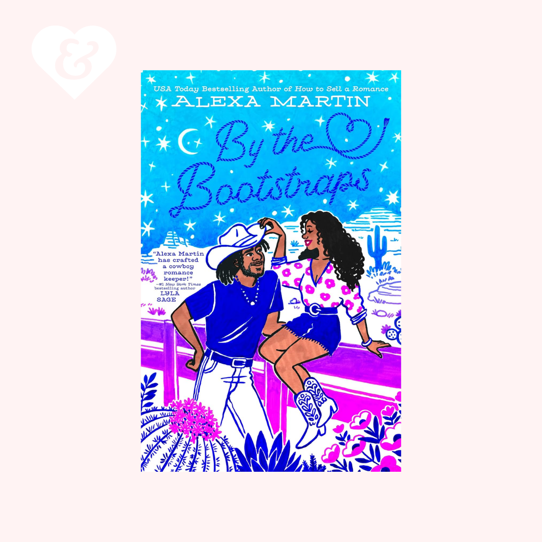 Book cover of 'By the Bootstraps' by Alexa Martin featuring two people in a desert setting.