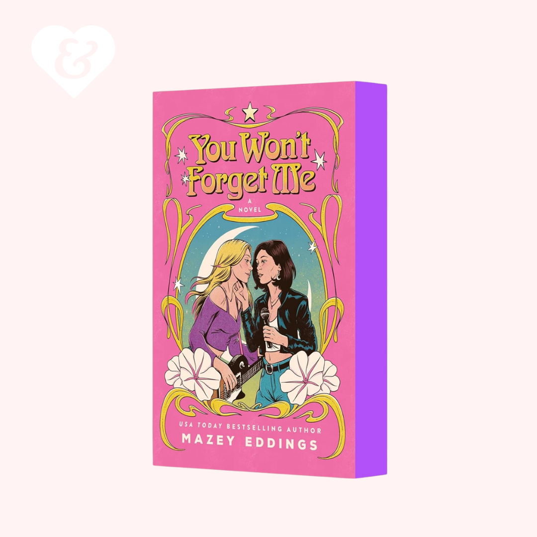 Book cover of 'You Won't Forget Me' with two women embracing on a pink and purple gradient background.