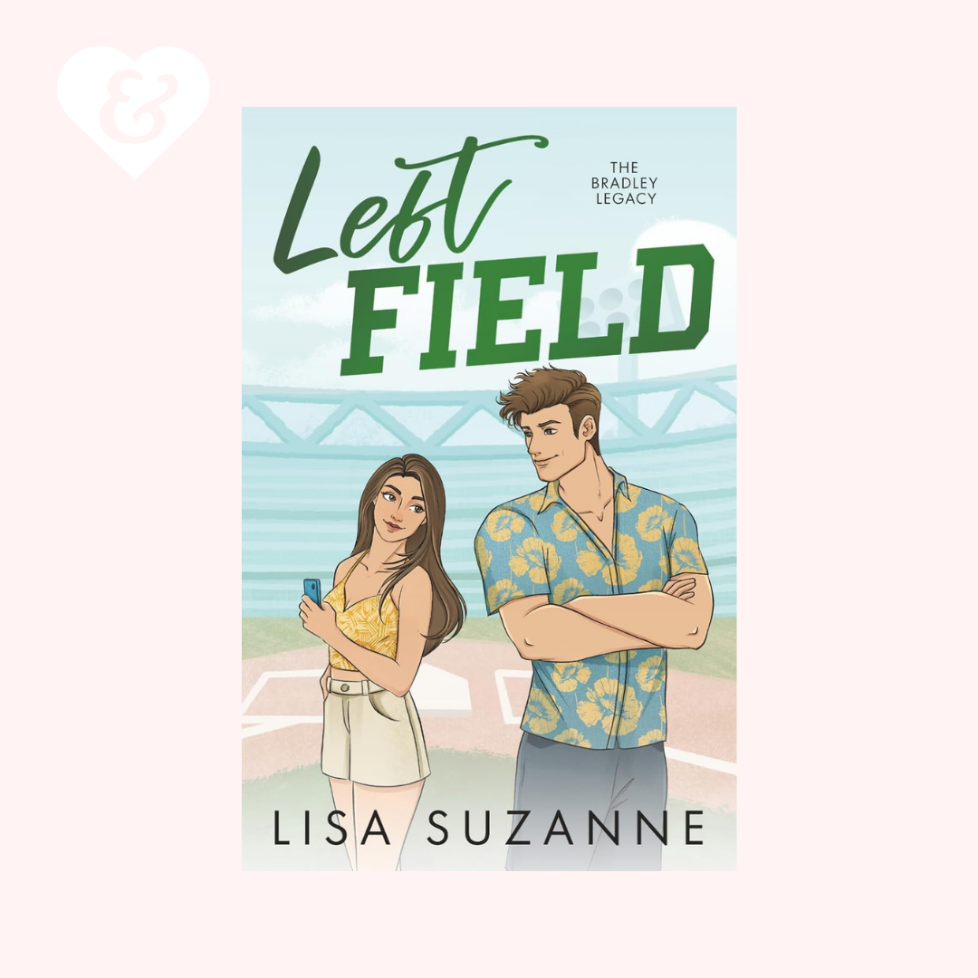 Book cover of 'Left Field' by Lisa Suzanne featuring illustrations of a man and woman.