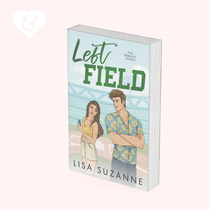Book cover of 'Left Field' by Lisa Suzanne with a bridge and people illustration on a white background
