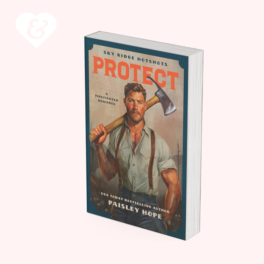 Book titled 'PROTECT' with a cover featuring a man holding an axe on a white background