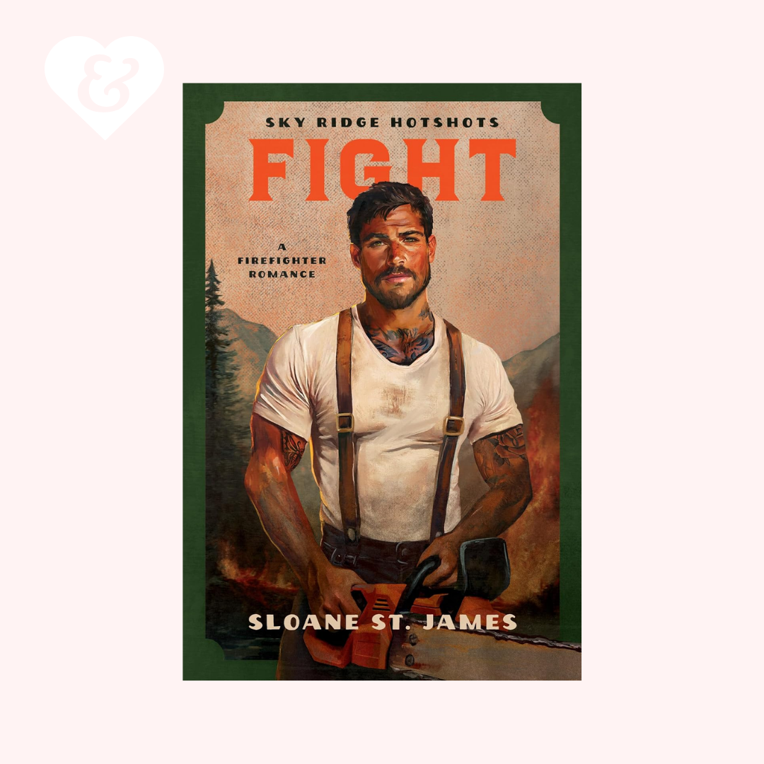 Book cover of 'Fight' by Sloane St. James featuring a man with tattoos and suspenders.