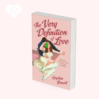 A book, "the very definition of love" by Sophie Benoit, showing a couple embracing on the cover.