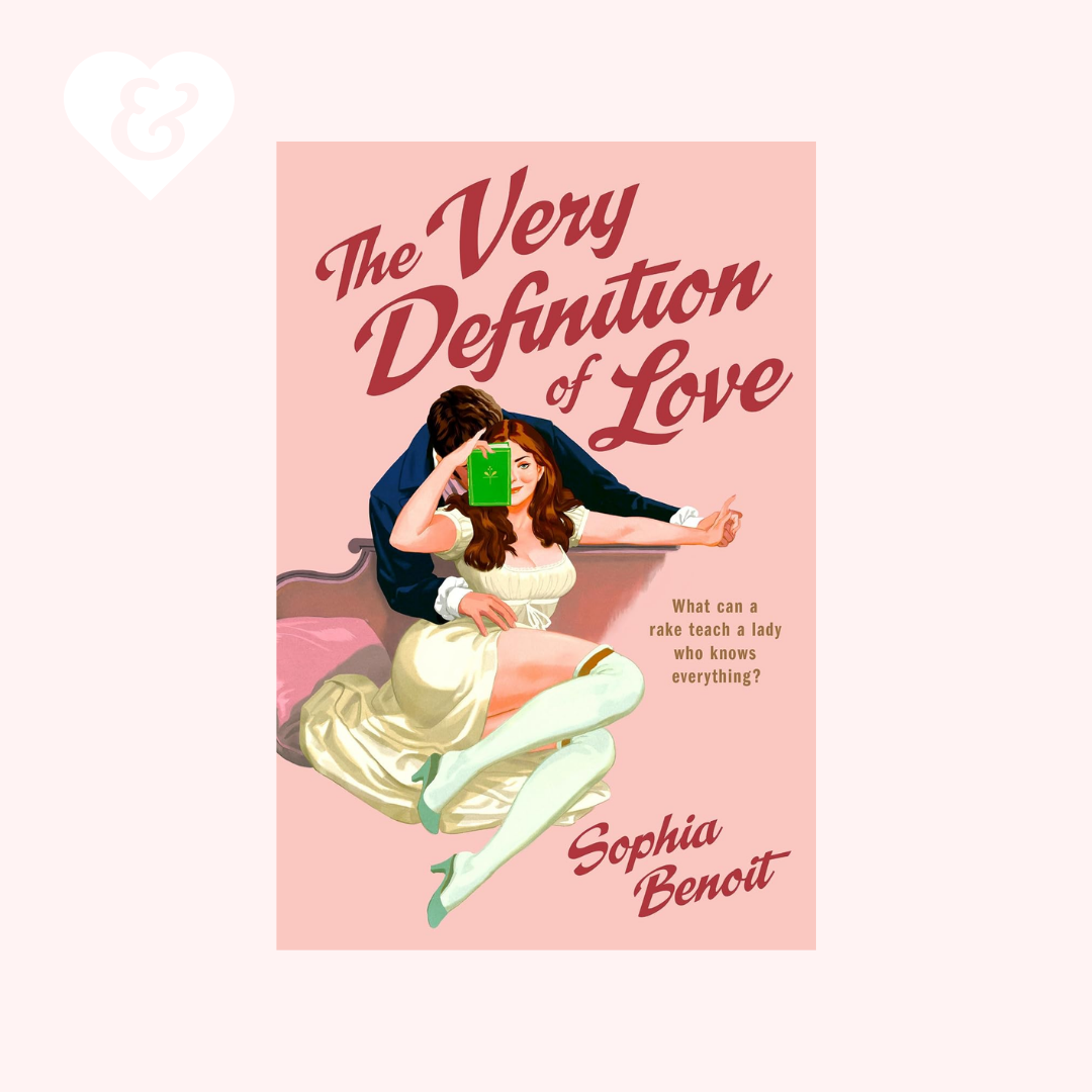 A book, "the very definition of love" by Sophie Benoit, showing a couple embracing on the cover.