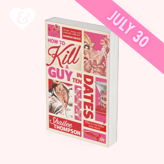 Book titled 'How to Kill a Guy in Ten Dates' with a pink and white cover on a white background.