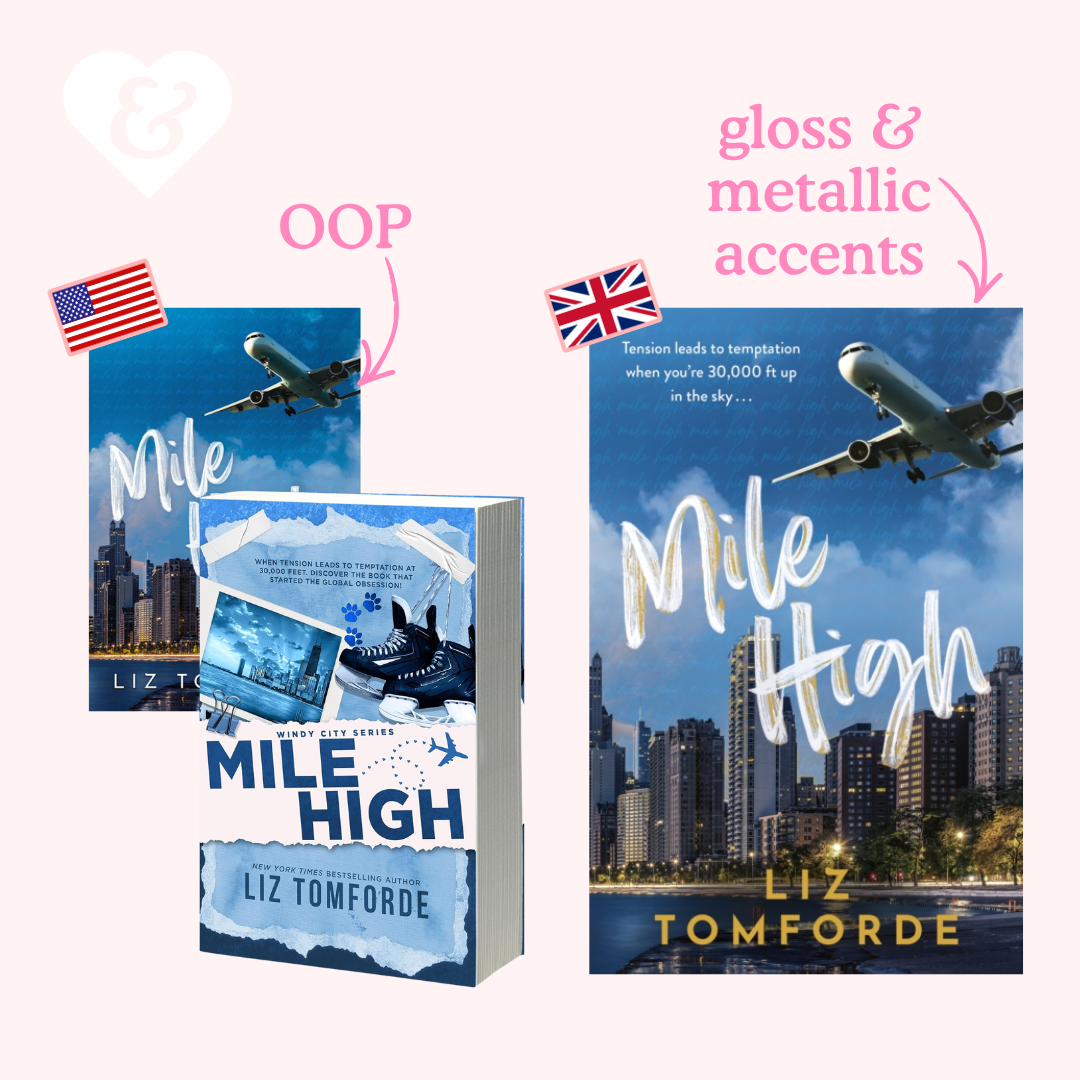 Book cover of 'Mile High' by Liz Tomforde with airplane and cityscape design, featuring gloss and metallic accents.
