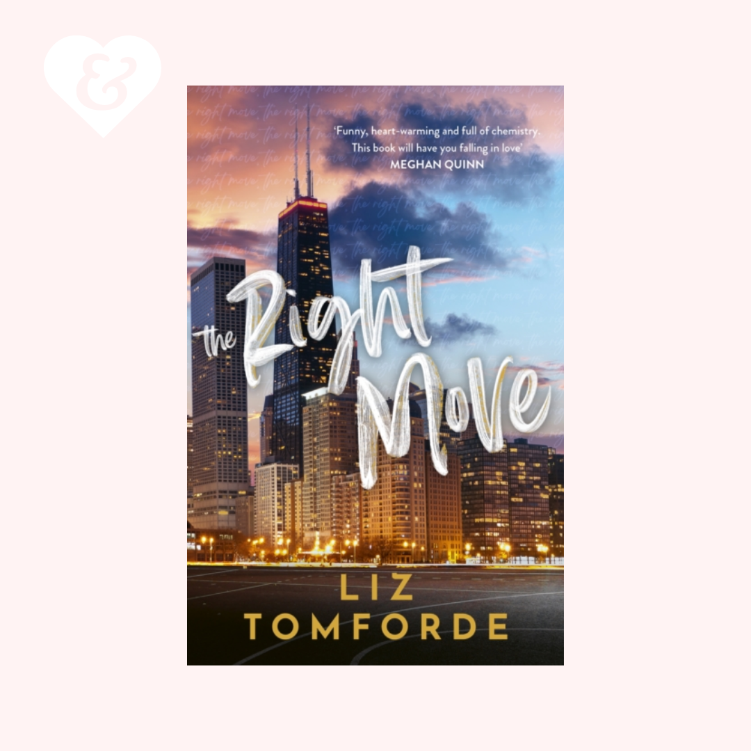 Book cover of 'The Right Move' by Liz Tomforde with a city skyline in the background.