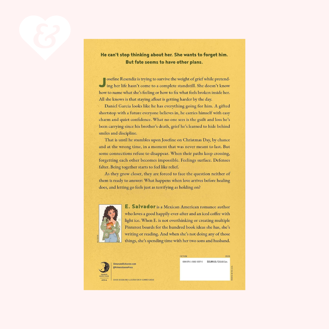 Book page with text and a small image of a woman on a yellow background