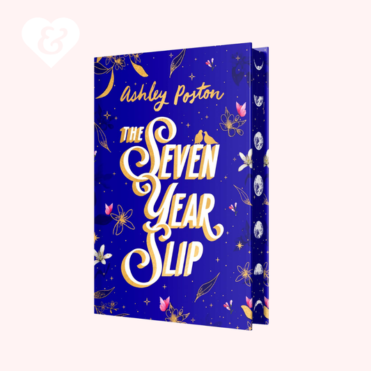 Book titled 'The Seven Year Slip' by Ashley Poston with decorative cover on a white background