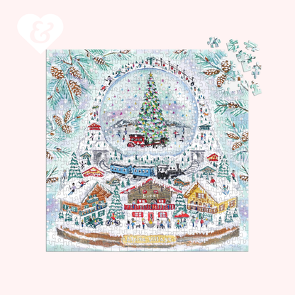 Alpine Village Snowglobe Puzzle by Michael Storrings, 500 pieces