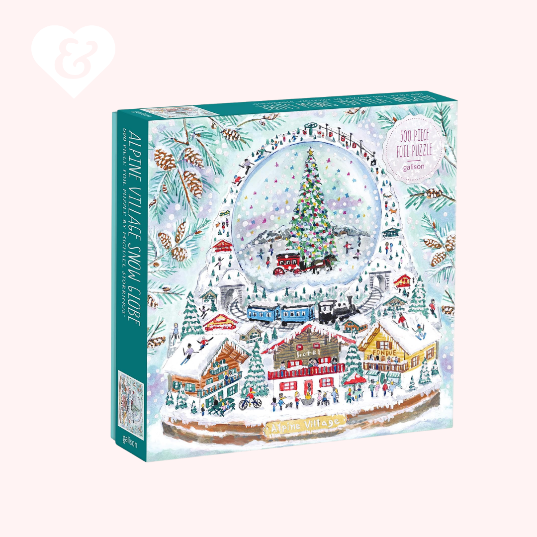 Alpine Village Snowglobe Puzzle by Michael Storrings, 500 pieces