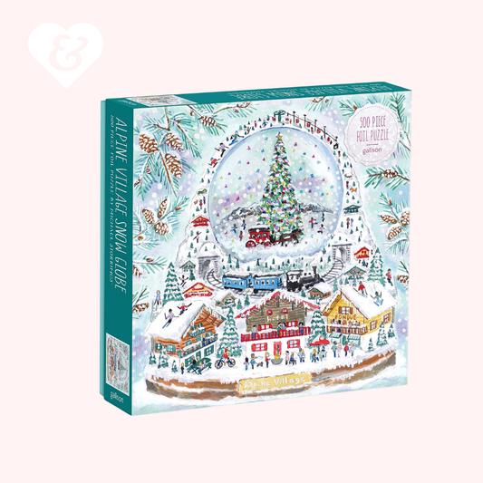 Alpine Village Snowglobe Puzzle by Michael Storrings, 500 pieces