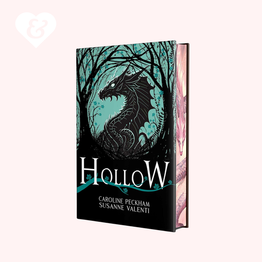 Book cover of 'Hollow' with a dragon illustration on a white background