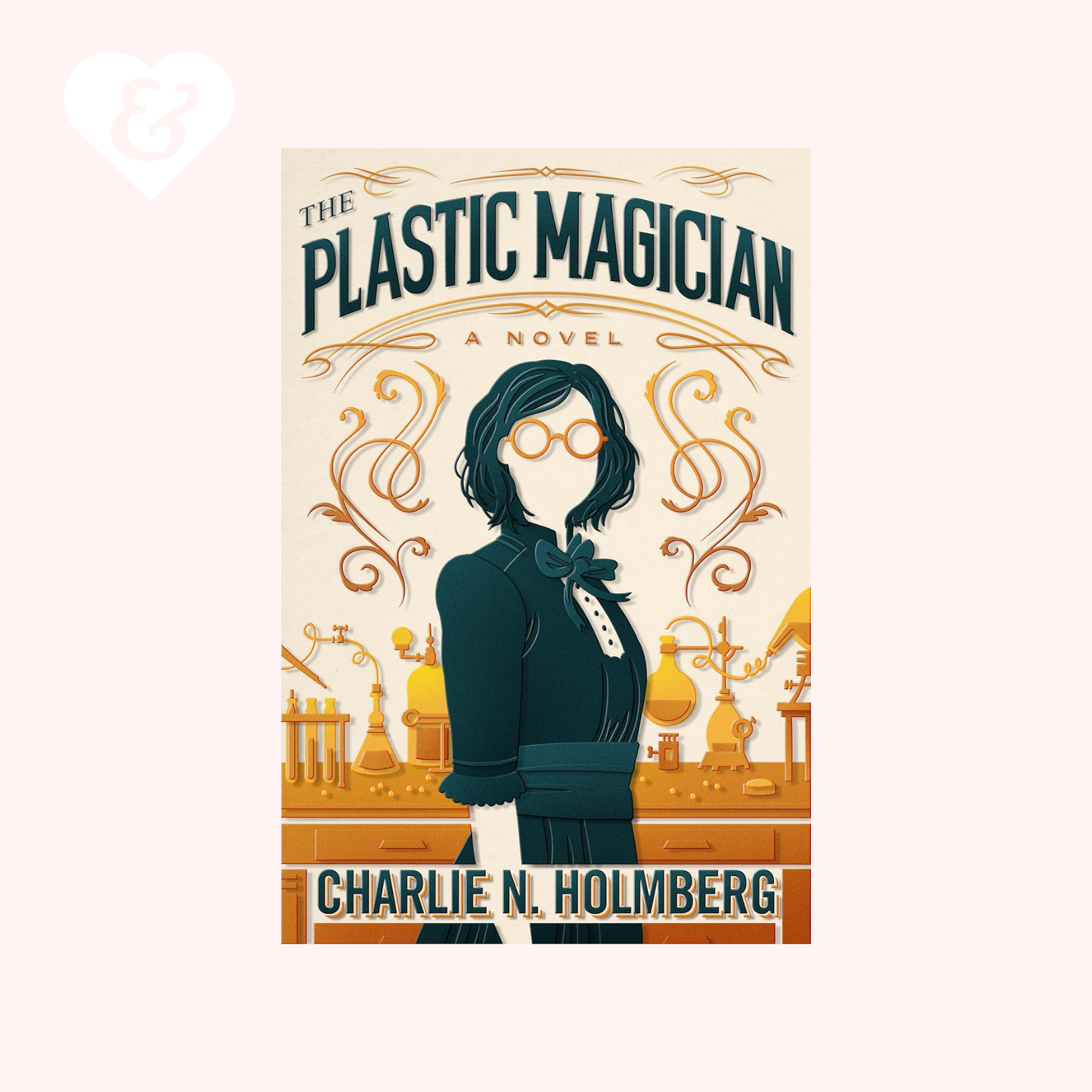 Book cover of 'The Plastic Magician' by Charlie N. Holmberg with a stylized illustration of a woman and decorative elements.