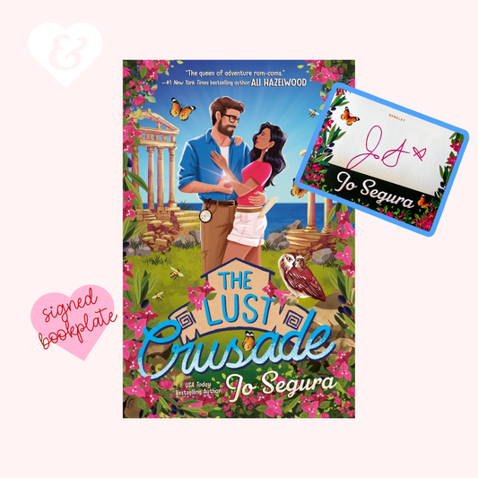 Book cover of 'The Lust Crusade' with a signed bookplate and author's signature.