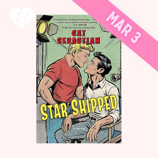 Book cover of 'Star Shiped' by Cat Sebastian with two characters embracing, set against a pink and white background.