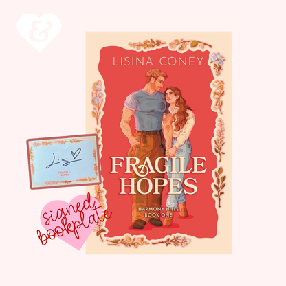 Book cover of 'Fragile Hopes' by Lisina Coney featuring a couple on a red background.