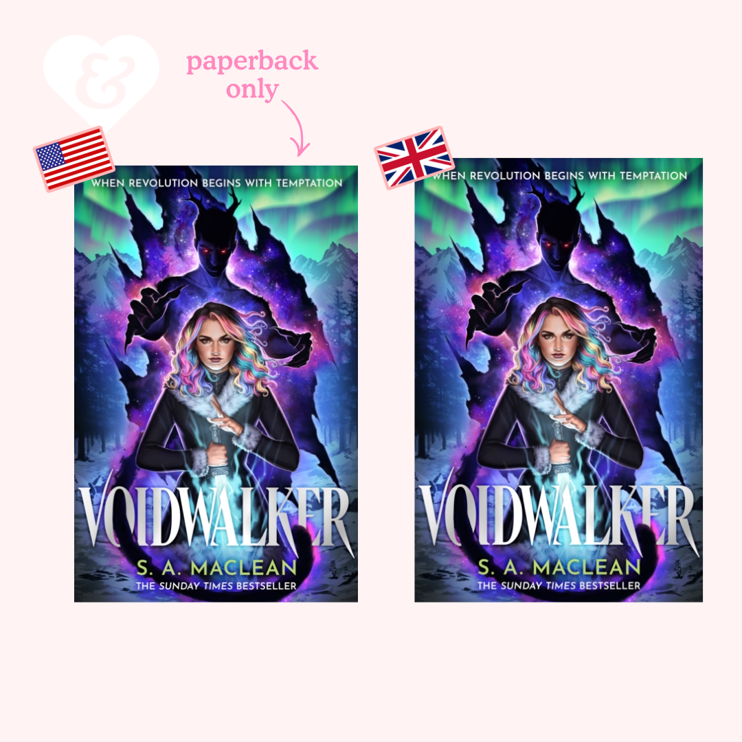 The book "Voidwalker" by SA Maclean; two versions with US and UK flags