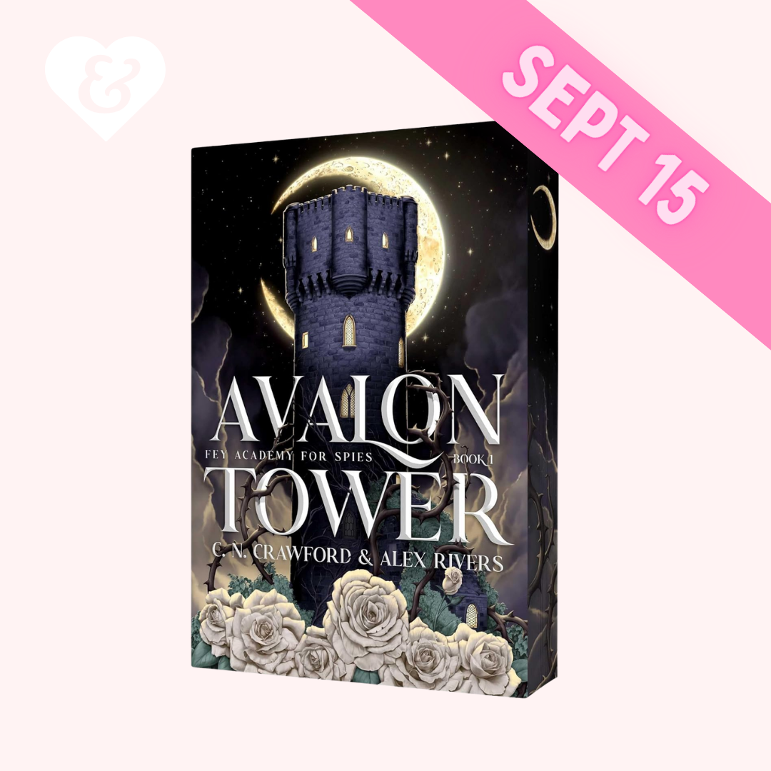 Book cover of 'Avalon Tower' with a castle and moon design on a dark background