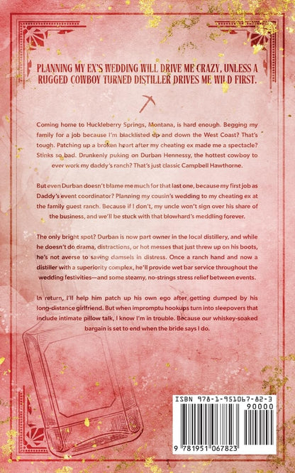 Back cover of a book with text and a bar code on a pink background