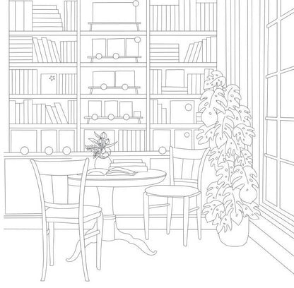 Cozy Bookshops Coloring Book