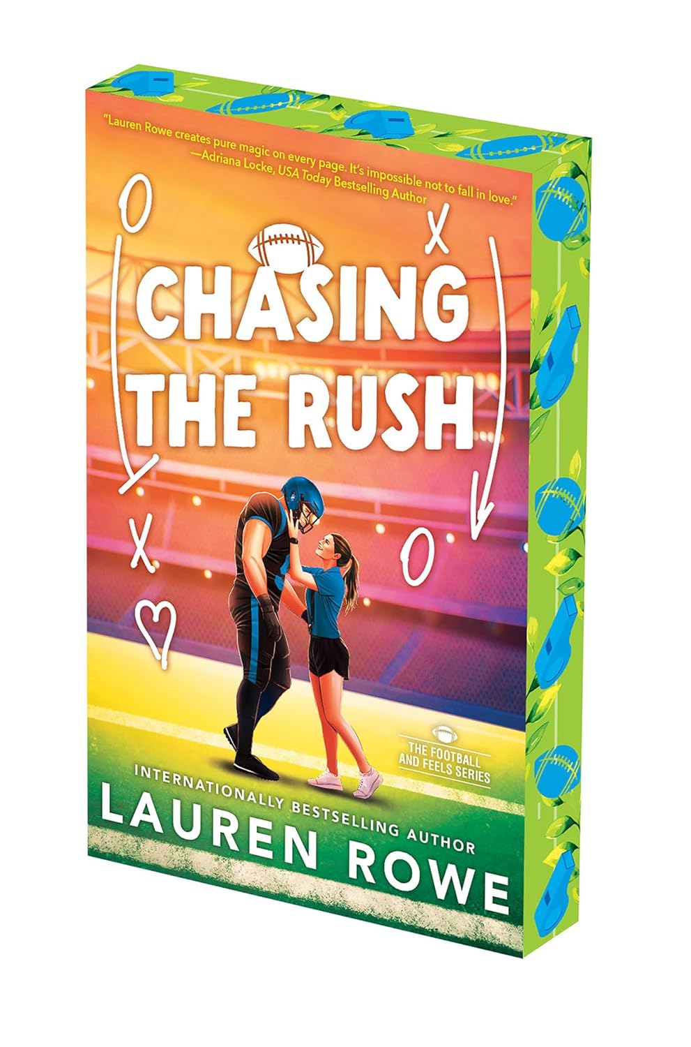 Book cover of 'Chasing the Rush' by Lauren Rowe with colorful design and illustration.