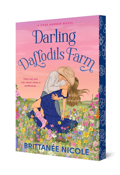 Book cover of 'Darling Daffodils Farm' by Brittané Nicole with a couple in a field of flowers.