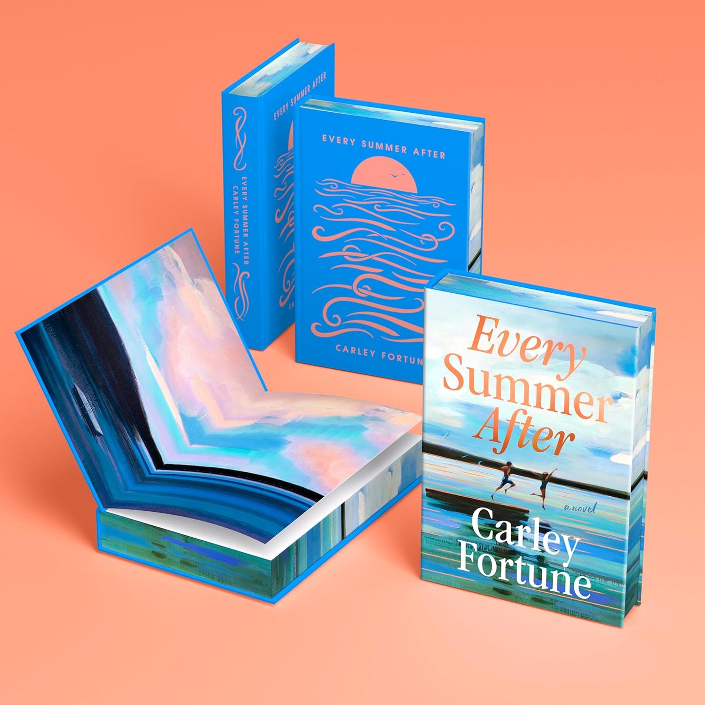 Book titled 'Every Summer After' by Carley Fortune on a peach background