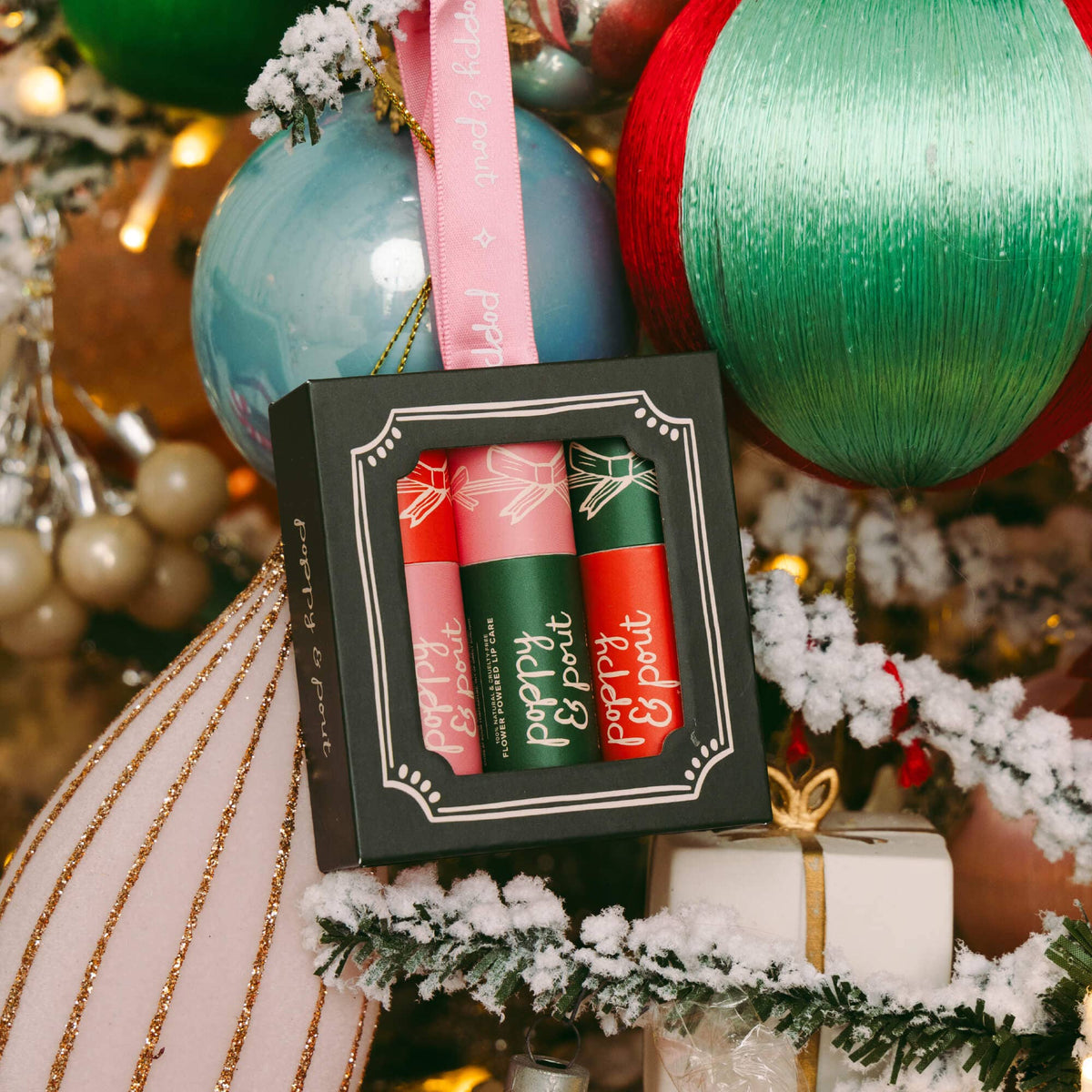 Lip Balm Trio Holiday Ornament (Limited Edition) by Poppy and Pout