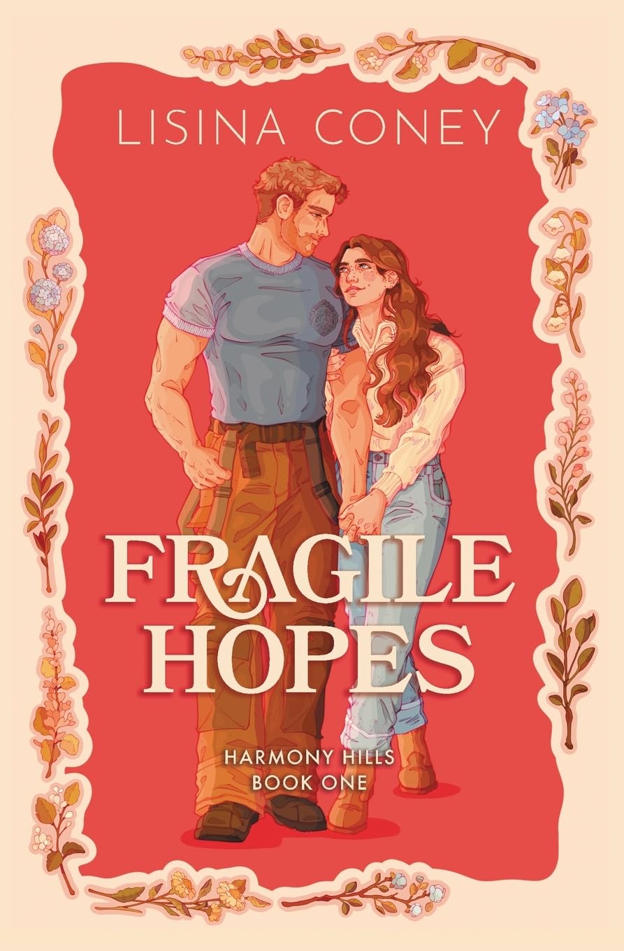 Book cover of 'Fragile Hopes' by Lisina Coney featuring a couple on a red background.