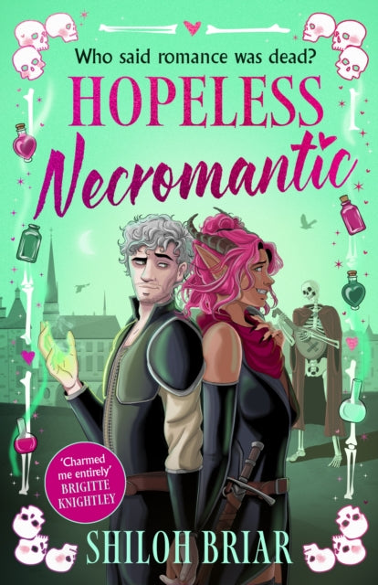 Book cover of 'Hopeless Necromantic' with two characters and a green background.