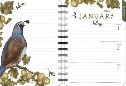 Calendar with a bird illustration on a white background