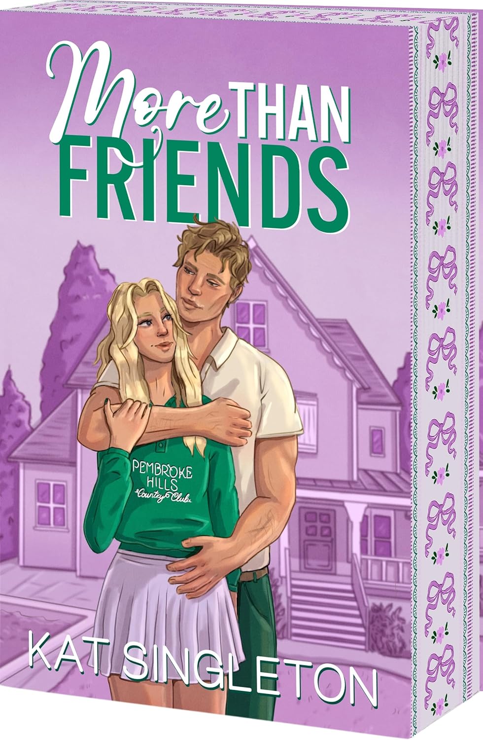 Book cover of 'More Than Friends' by Kat Singleton with a purple background and illustration of two people.