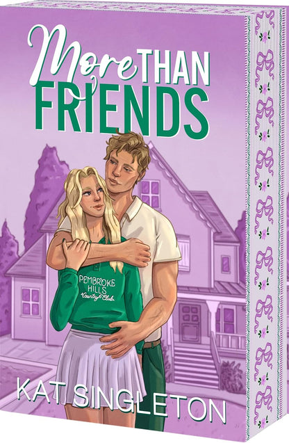 Book cover of 'More Than Friends' by Kat Singleton with a purple background and illustration of two people.