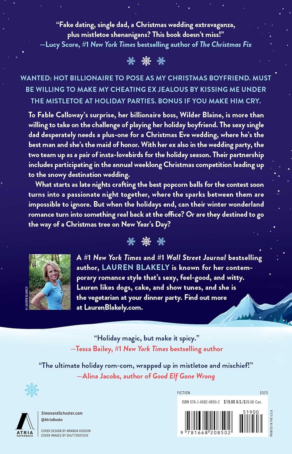 Book back cover with text and a photo of a woman, featuring a blue and white color scheme.