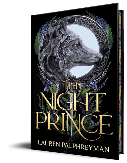 Book cover of 'The Night Prince' by Lauren Palphreyman with a wolf illustration on a black background.