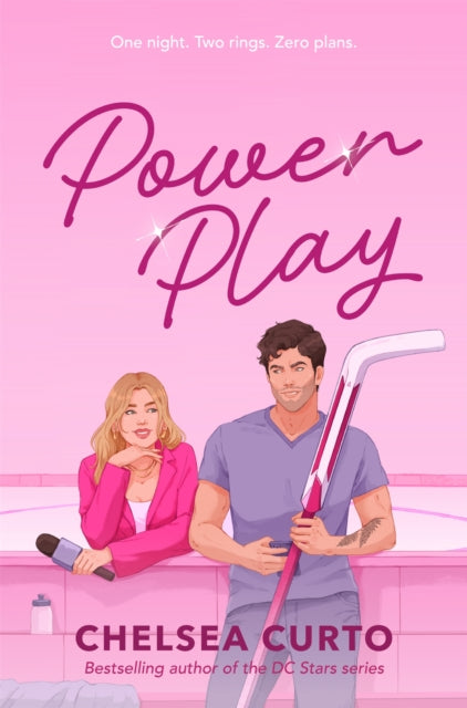 Book cover of 'Power Play' by Chelsea Curto with a pink background and cartoon characters.