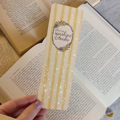 Give me sunshine & books bookmark (sparkle) – Handmade
