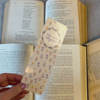 One more chapter floral bookmark (glossy) – Handmade