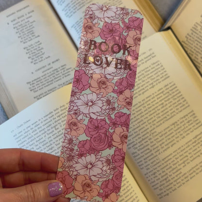 Book lover floral bookmark (glossy) – Handmade