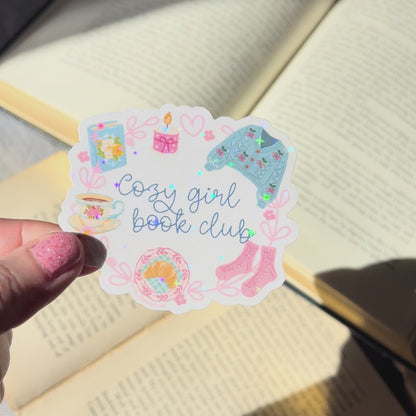 Cozy girl book club sticker – Handmade