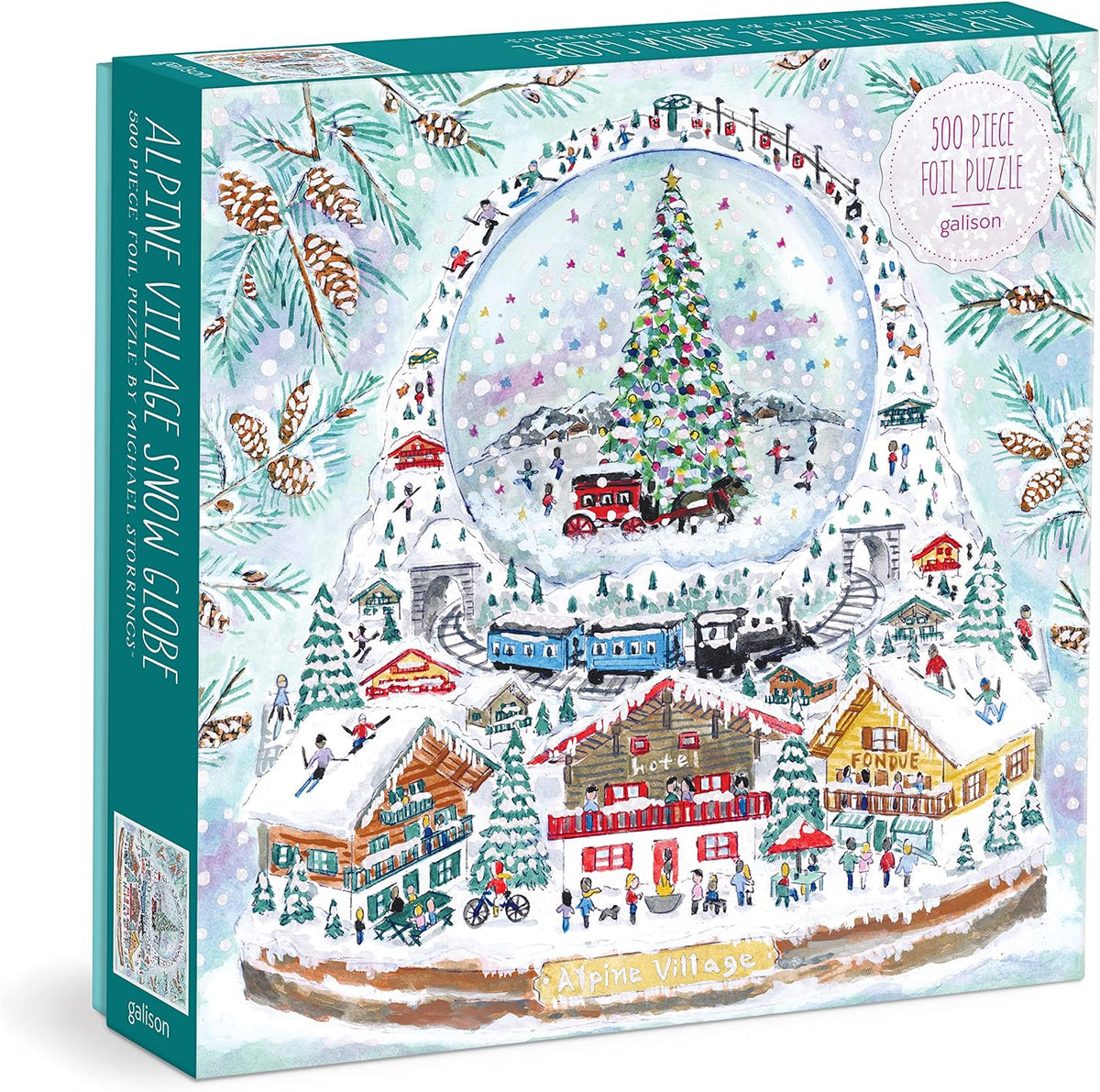 Alpine Village Snowglobe Puzzle by Michael Storrings, 500 pieces