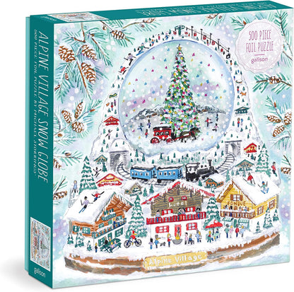 Alpine Village Snowglobe Puzzle by Michael Storrings, 500 pieces