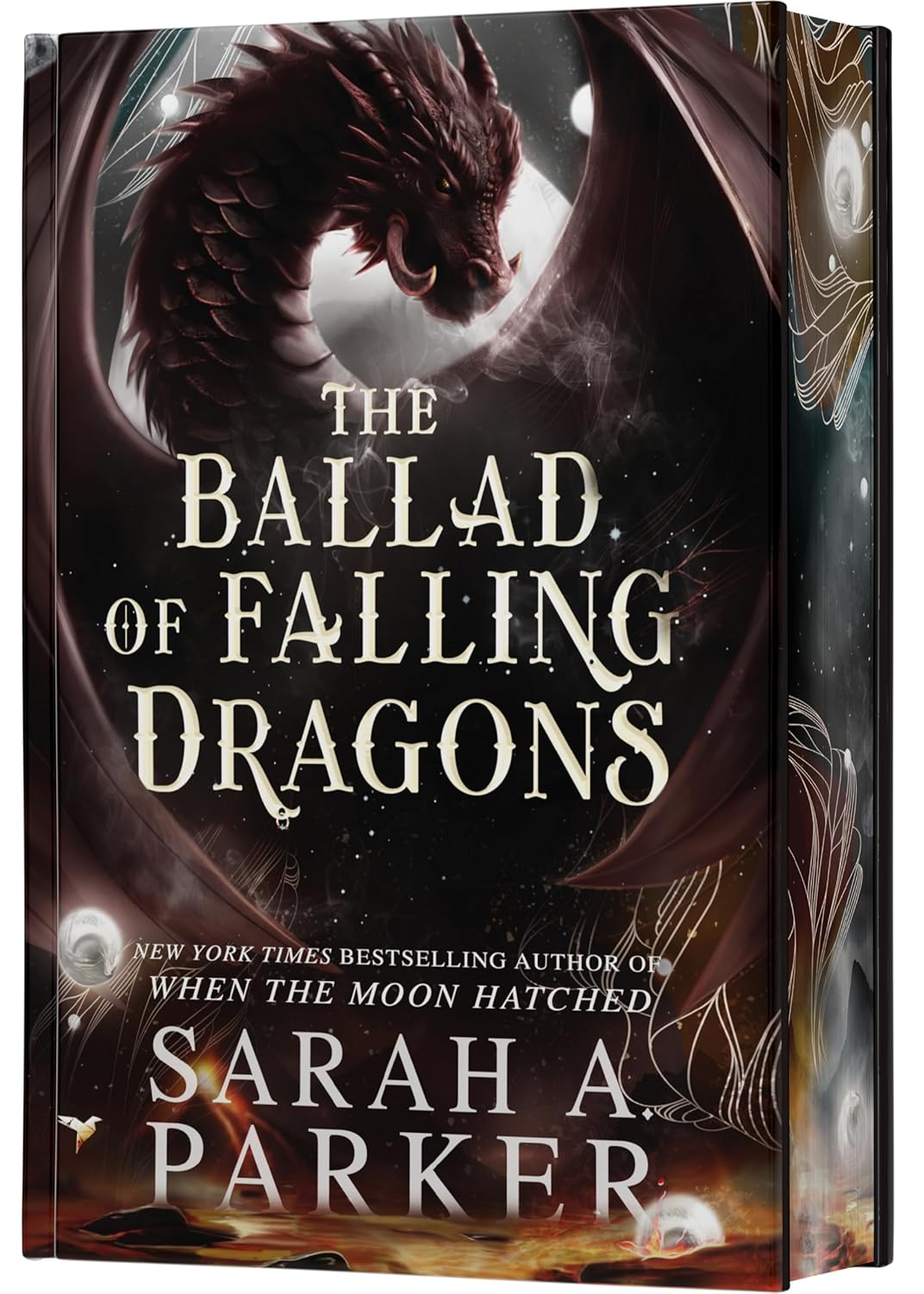 Book cover of 'The Ballad of Falling Dragons' by Sarah A. Parker with a dragon illustration on a white background.