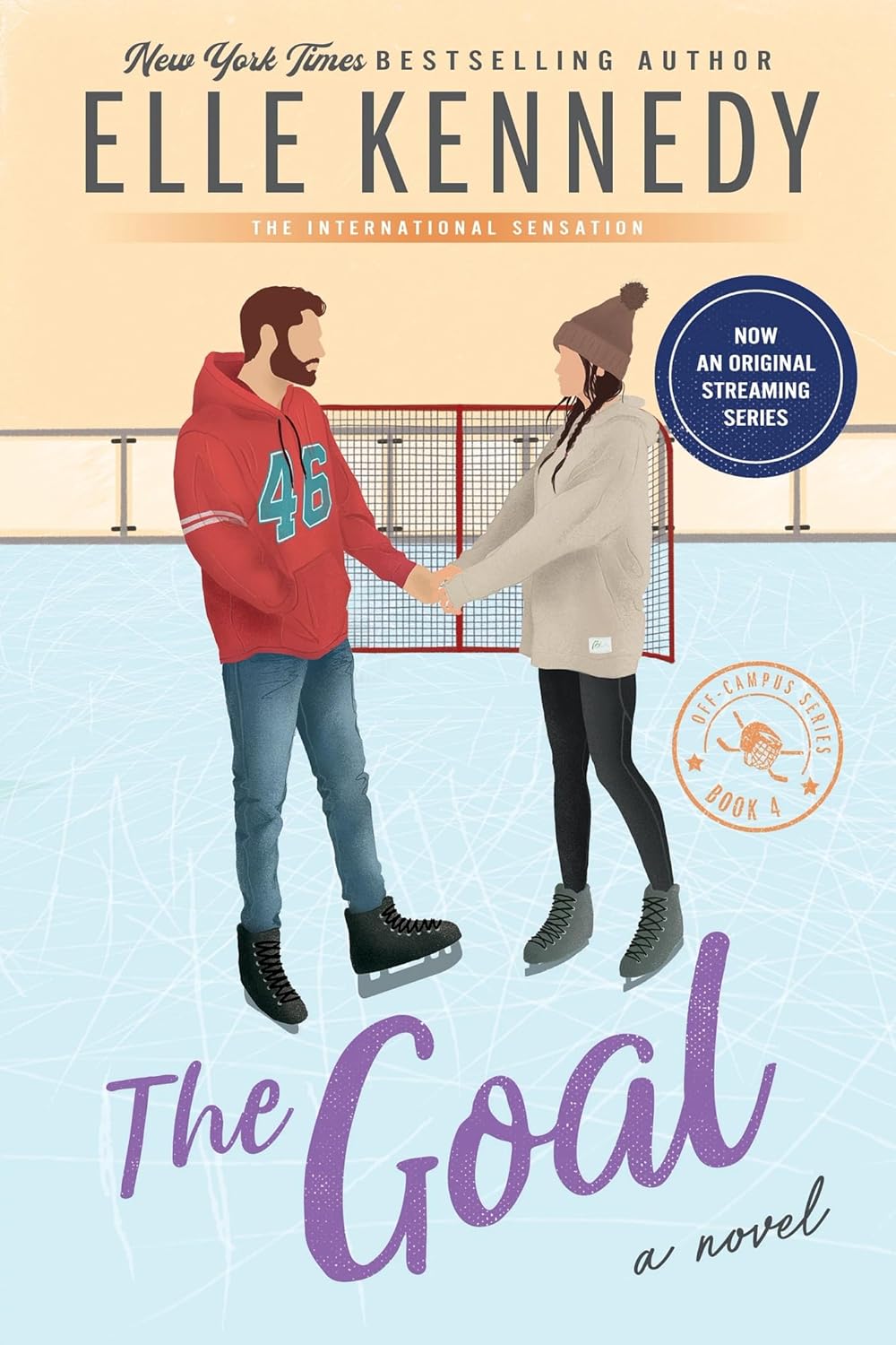 Book cover of 'The Goal' by Elle Kennedy featuring two people on an ice rink.