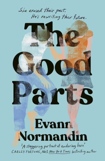 The Good Parts book by Evann Normandin, featuring a light blue cover with a watercolor illustration of two women and bold black title text, shown on a pale pink background.
